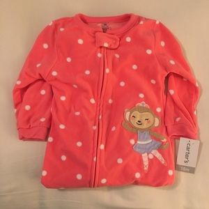 NWT 18M Carter’s pink fleece sleeper with monkey